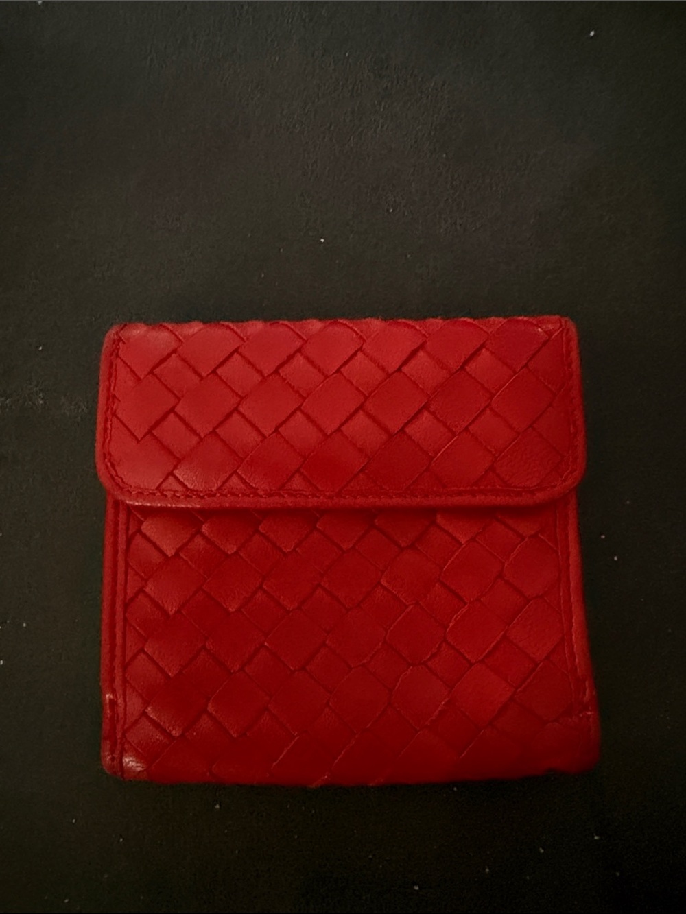 Woven Red Compact Wallet - Women Bags